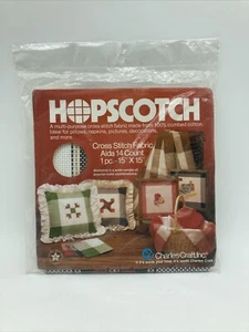 Charles Craft Hopscotch Cross Stitch Fabric 15" X 15" Aida 14 Ct. Red & White - Picture 1 of 3