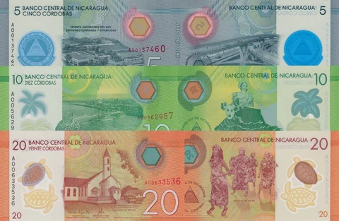 Nicaragua 3 PCS Set: 5 to 20 Cordobas (2015/2017), p-New, p209-p210 Polymer UNC Cover