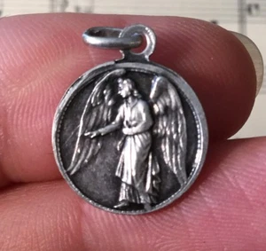 Antique French St. Anne / Angel Religious Medal c1940 - Picture 1 of 3