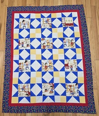 Cowboy Western Quilt Handmade Stars Red White Blue Embroidered - Image 1 of 4