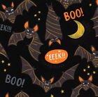Alexander Henry Halloween Fabric BTY, Boo! Eek! Bats! 8974C Black
