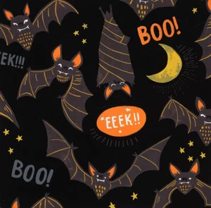 Alexander Henry Halloween Fabric BTY, Boo! Eek! Bats! 8974C Black - Picture 1 of 1
