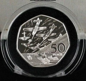 1994 GREAT BRITAIN UK - 50 PENCE - 50 YRS. WWII D-DAY - 1/2 Oz PROOF SILVER - Picture 1 of 5