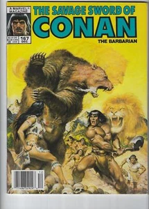 Savage Sword of Conan #167, Kiosk Variante, sehr guter Erhaltungszustand/NM 9.0, 1st Print, 1989, Scan - Bild 1 von 1
