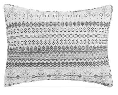 Colección Martha Stewart Fairisle Franela King Sham, Blanco/Gris 👍 Foto 1 de 4