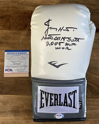 JIMMY HART SIGNED Boxing Glove Autographed 3x Inscribed PSA/DNA Authentic COA - Image 1 of 4