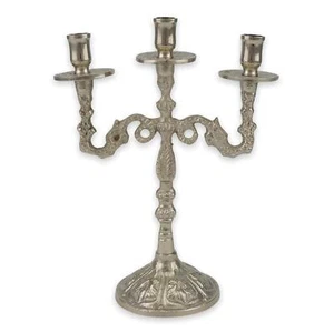 Silver Byzantine Three-Candle Holder - Orthodox Candelabra for 3 Candles - Picture 1 of 5