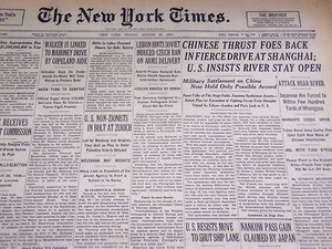 1937 20. August New York Times - Chinese Thrust Foes Back - NT 2777 - Bild 1 von 1