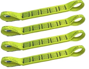 (4 Pack) Fluro Yellow Car Carrying Strap With Loops, Wheel Strap, Towing - Picture 1 of 1