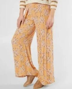 Billabong Wandering Soul Pants Women M Yellow Beach Boho Relaxed Resort Vacation - Picture 1 of 8
