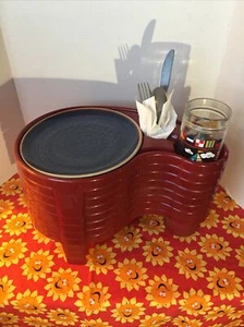 Lot of 8 Debbie Meyer's Buffet Genius Plate Cup + Utensil Holder USA Red Holiday - Picture 1 of 16