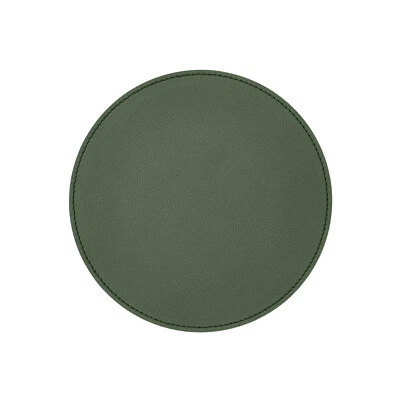 Mouse Pad Rotondo Vera Pelle Verde cm 23x23 - Cuciture Perimetrali Antiscivolo - Immagine 1 di 4