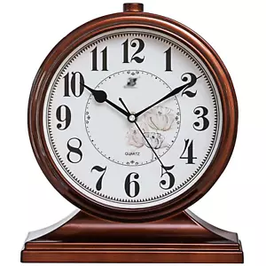 Rnuie Desk Clock for Table Decor, Retro Mantel Clock Battery Operated for Fir... - Picture 1 of 6