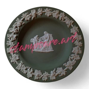 Bandeja de plato de baratija vintage Wedgewood England plato pequeño jaspe 4,5" verde - Imagen 1 de 3