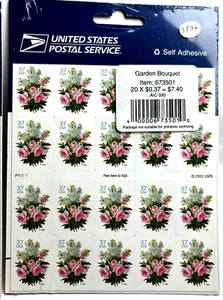 2004 Scott #3836 - 37¢ - BOUQUET DA GIARDINO - Riquadro completo di 20 francobolli - Mint NH - Foto 1 di 2