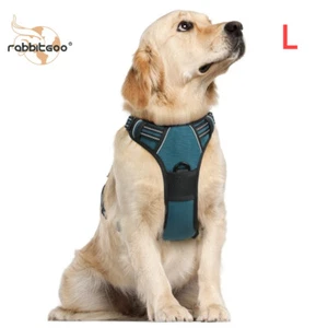 rabbitgoo No Pull Dog Harness Adjustable Padded Vest Reflective Blue Coral L - Picture 1 of 9