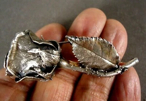 Old Solid Sterling Silver Danish Rose Brooch by TILIA, Denmark Danmark, 19.9g - Picture 1 of 5