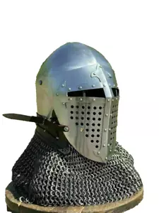 Helmet Steel Medieval Roa Bascinet Helmet 18 Gauge Knight Viking Helmet - Picture 1 of 4