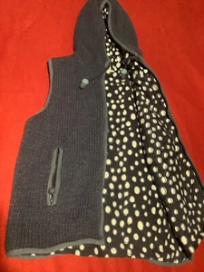 PACHAMAMA : Sleeveless Gilet Fleece Lined Body Warmer Blue Grey 100% Wool - Picture 1 of 7