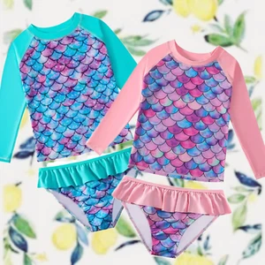 Girls' Mermaid Print Bathing Suit 2-Pcs Swim Wear Set | Size 6-14 - Picture 1 of 12