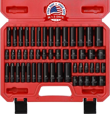 Juego 50 Piezas Llaves De Impacto Universal Dados Tubo Kit Completo Profesional - Image 1 of 4