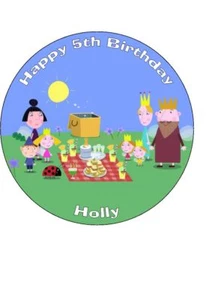 Ben & Holly Personalised Edible Birthday Cake Topper 7.5" Round - Picture 1 of 1