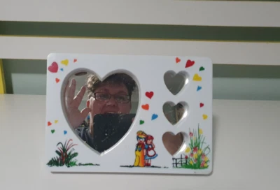 springmaid mirror vintage two kids on the front little stand mirror - Image 1 of 3