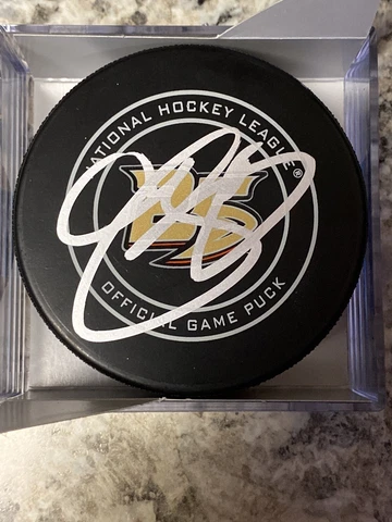 SIGNED OFFICIAL NHL GAME PUCK ANAHEIM DUCKS CHRIS PRONGER 25th Anniversary Cover