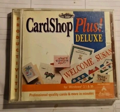 CARDSHOP PLUS! DELUXE CARD MAKER CD-ROM WINDOWS 3.1 & 95 SOFTKEY - Image 1 of 3