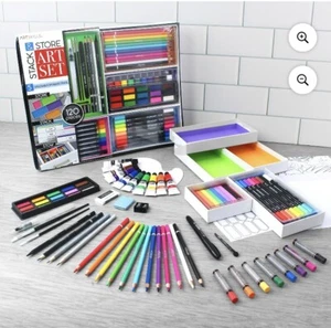 Artskills Stack & Store Art Set 5 Storage Trays 120 Pieces New Paints Pencils - Picture 1 of 9