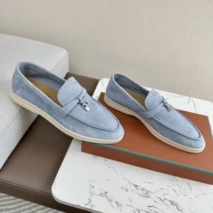 Italian Style Women's Slip On Loafers Real Suede Leather Casual Soft Flats Shoes - Picture 1 of 38