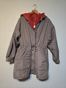 London Fog Outdoors Unlimited puffy winter coat Jacket hood Vintage Size S GRAY - Picture 1 of 13