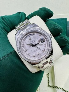 Rolex Day-Date Platinum MasterPiece 18956 Meteorite Dial Baguette Bezel *2018*  - Picture 1 of 5