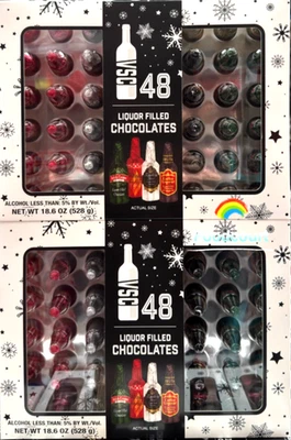 2 Packs VSC Liquor Filled Chocolates Gift Box 48 ct 18.6 oz Each, Total 96 ct - Image 1 of 3