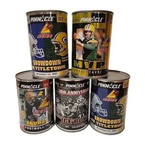 5 Lot GREEN BAY PACKERS 1997 PINNACLE Cans w Cards SEALED IceBowl Favre Snowdown - Picture 1 of 10