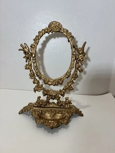 Vintage Cast Iron Vanity Mirror with attached Tray. beautiful collectible - Picture 1 of 6
