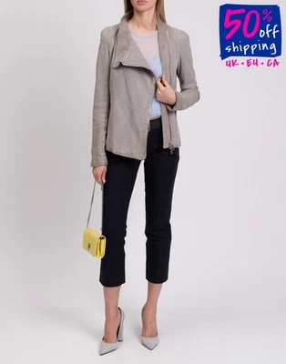 RRP€580 ENE ITALY Suede Leather Jacket IT48 US12 UK16 XXL Grey HANDMADE in Italy - Image 1 of 4
