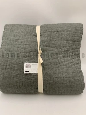 Pottery Barn Belgian Flax Linen Handcrafted Quilt Dark Forest King Cal #U1058 - Image 1 of 4