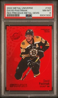 Skybox Metal Universe 2022 David Pastrnak gemas de metales preciosos rojos/100 PSA 8 Foto 1 de 2