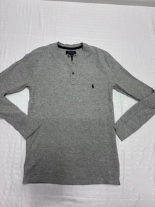 Polo Ralph Lauren Shirt Mens S Grey Waffle Knit Thermal Henley Pony Outdoors - Picture 1 of 10