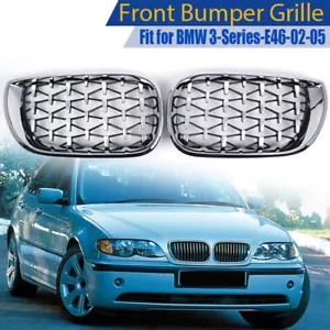 Diamante Cromo Parrilla Delantera Grill Riñón para BMW E46 4 puertas Sedán 2001-2006 Par - Imagen 1 de 8
