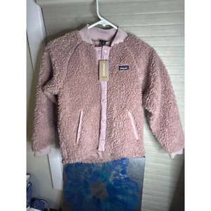 Patagonia Retro-X Bomber Jacket Fleece Button Front Pink Girls Size Medium (10) - Picture 1 of 6