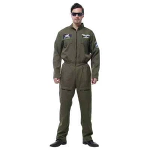 Adult Men Air Force Hero Pilot Airman Costume Military Uniform Flight Suit - Picture 1 of 6