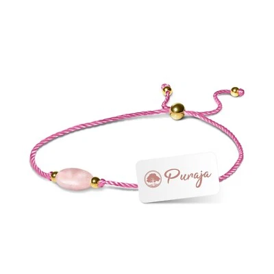 PURAJA Edelstein Armband | Rosenquarz | Mit 18k echt vergoldeten Perlen - Bild 1 von 4