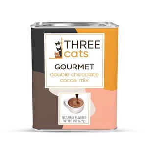 Three Cats Double Chocolate Cocoa Mix in 8 oz resealable tin! Made in the USA. - Picture 1 of 5