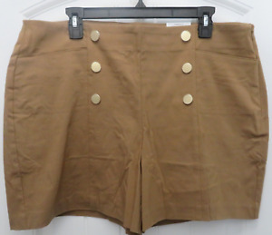 INC Women's HIGH RISE SHORTS Salty Nut Brown SIZE 16 6 BUTTONS Zip Side NWT