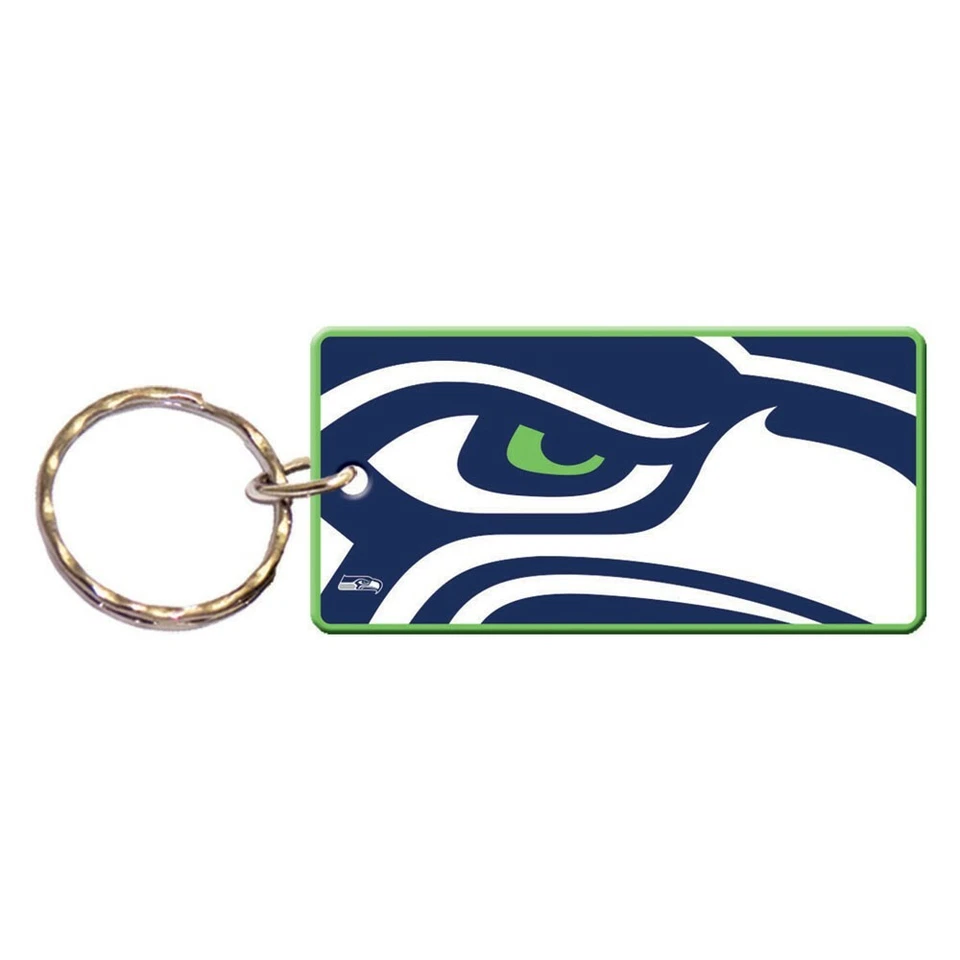 SEATTLE SEAHAWKS MEGA RECTANGLE ACRYLIC KEY RING NEW WINCRAFT - Image 1 of 1