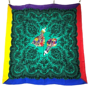 Vintage Rare Versace Silk Scarf 86cm/34in Art Fashion Italy Green Red Blue Rare - Picture 1 of 18