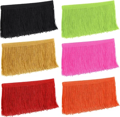 6 rollos/12 yardas flecos ribete encaje poliéster flecos multicolor borla encaje tri Foto 1 de 4