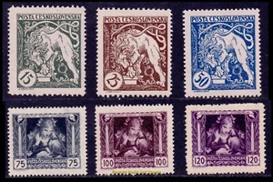 EBS Czechoslovakia 1919 - Legionnaires - Widows and Orphans - Michel 34-39 MNH** - Picture 1 of 7